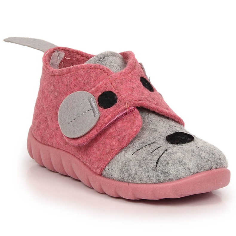 Felt home slippers for girls with Velcro Befado 526P104 2