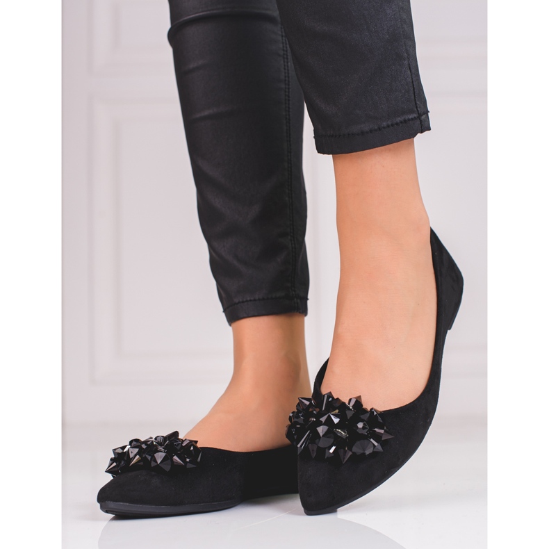 Women's ballerinas with shelovet crystals black 1