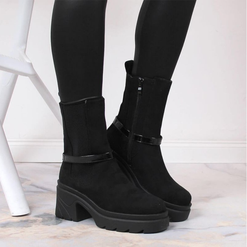 Chelsea boots on the post, insulated with suede Jezzi W JEZ382A black 2