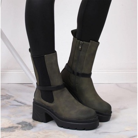Chelsea boots on the post, insulated with suede Jezzi W JEZ382B green 2