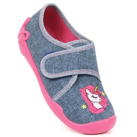 Nursery slippers with unicorn Velcro Befado Jr BEF38 purple 1
