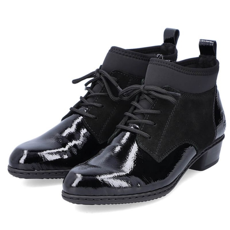 Leather lacquered insulated boots Rieker W RKR573 black 1