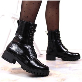 Insulated lacquered ankle boots Jezzi W JEZ369 black 2