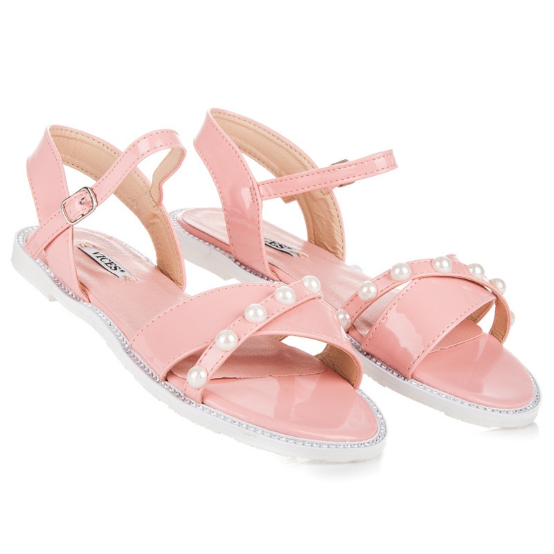 Vices Flat sandals with pearls pink 1