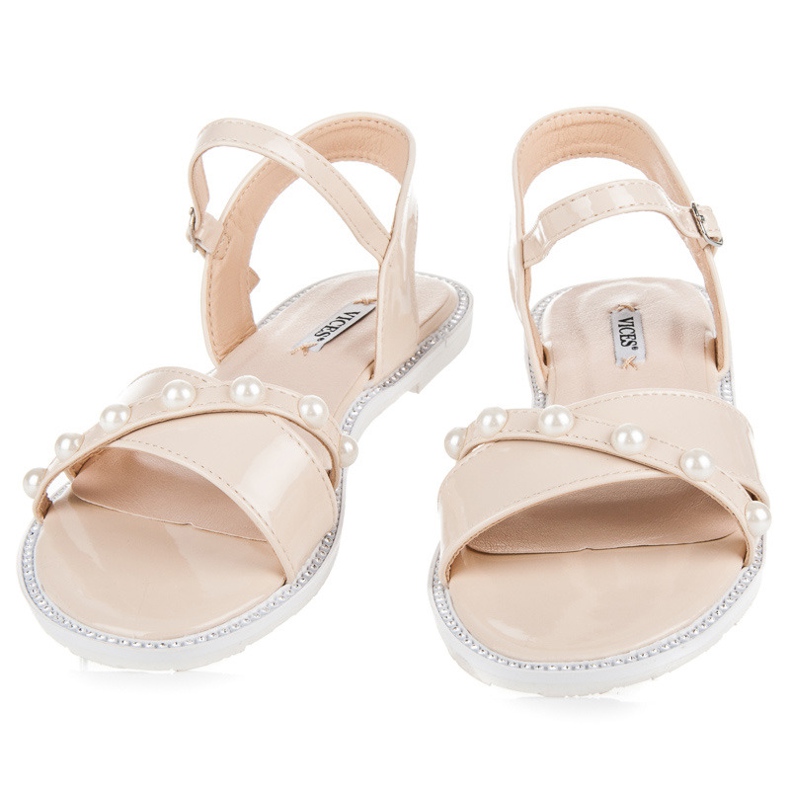 Vices Flat sandals with pearls brown 2
