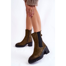 Vinceza Women's suede boots with a zipper Liris green 2 Vinceza Women's suede boots with a zipper Liris green 2