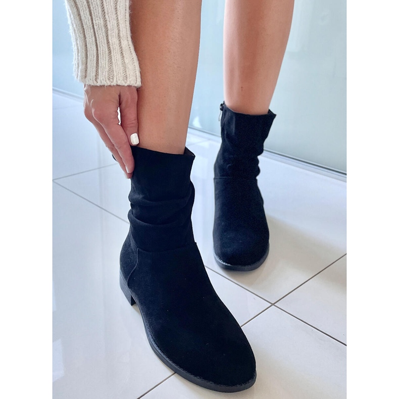 PA1 Theda Black suede flat boots 2