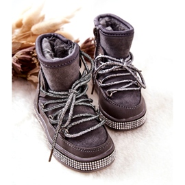 Children's snow boots with gray zircons grey 1 Children's snow boots with gray zircons grey 1
