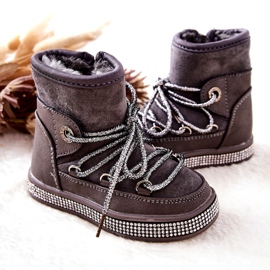 Children's snow boots with gray zircons grey 3 Children's snow boots with gray zircons grey 3