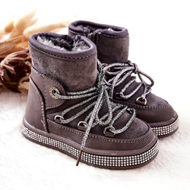 Children's snow boots with gray zircons grey 4 Children's snow boots with gray zircons grey 4