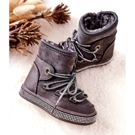 Children's snow boots with gray zircons grey 2