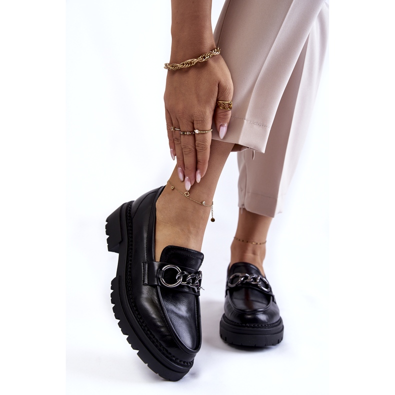 Women's eco-leather shoes la.fi black with a chain 1 Women's eco-leather shoes la.fi black with a chain 1