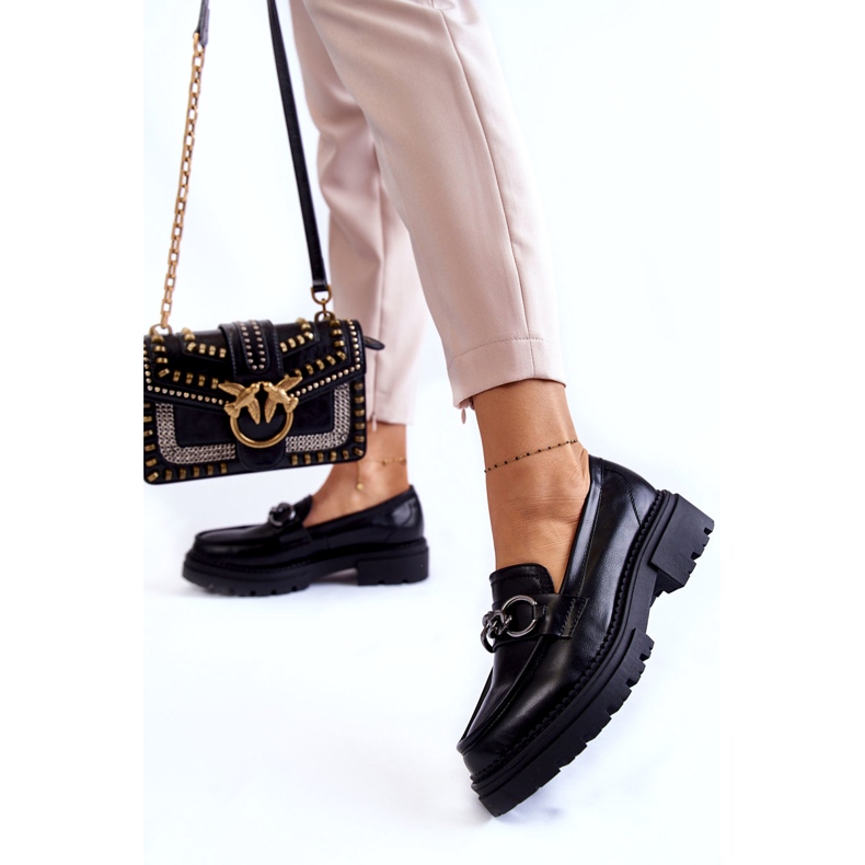 Women's eco-leather shoes la.fi black with a chain 2 Women's eco-leather shoes la.fi black with a chain 2