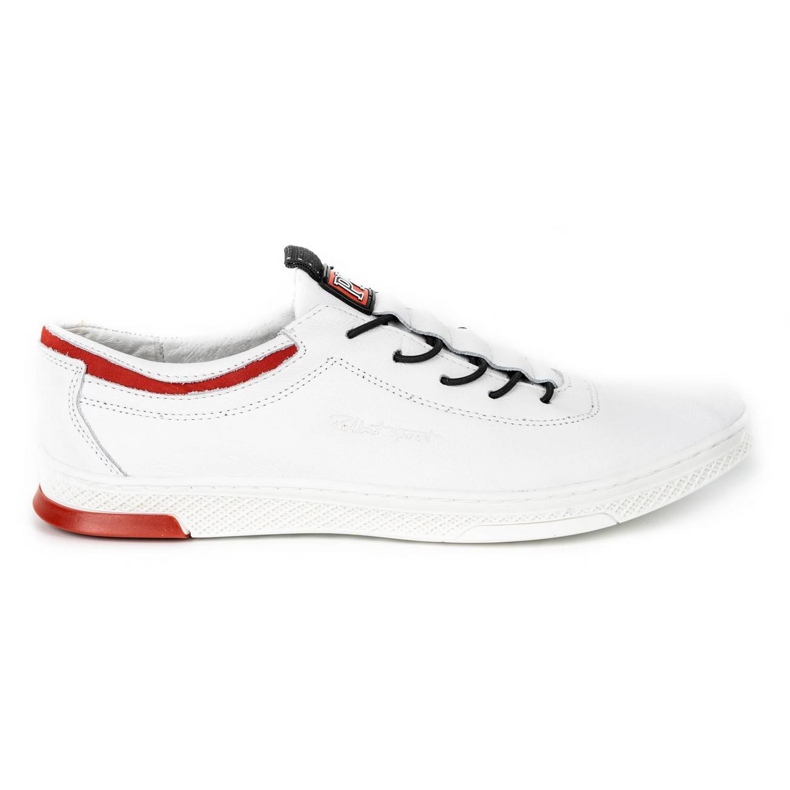 Polbut Men's leather casual shoes K23 white with red 2