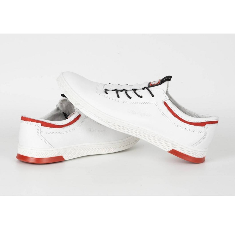 Polbut Men's leather casual shoes K23 white with red 6