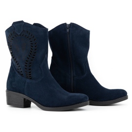 Olivier Women's openwork high heels Angela navy blue boots 2