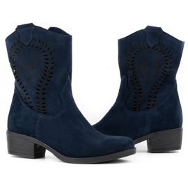 Olivier Women's openwork high heels Angela navy blue boots 3