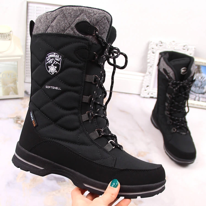 American Club black waterproof winter women's snow boots 1