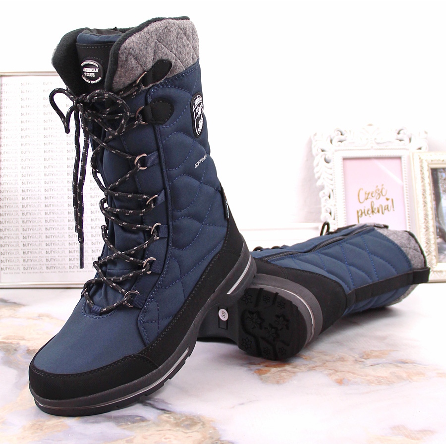 American Club navy blue waterproof winter boots for women