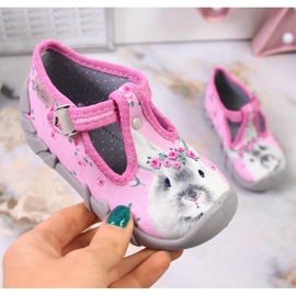 Girls' slippers with rabbit pink Befado 1