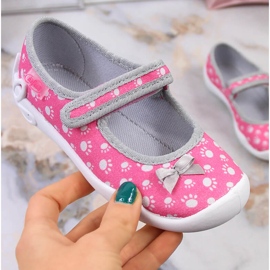 Girls' slippers with Velcro with pink Befado bow 2