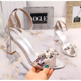 Women's mirror sandals with silver beads Sabatina B185-2 1 Women's mirror sandals with silver beads Sabatina B185-2 1