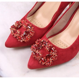 Red suede heels with cubic zirconias Sabatina 1328-1 4