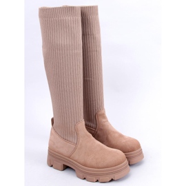 BM Janelle Khaki sock booties beige 1