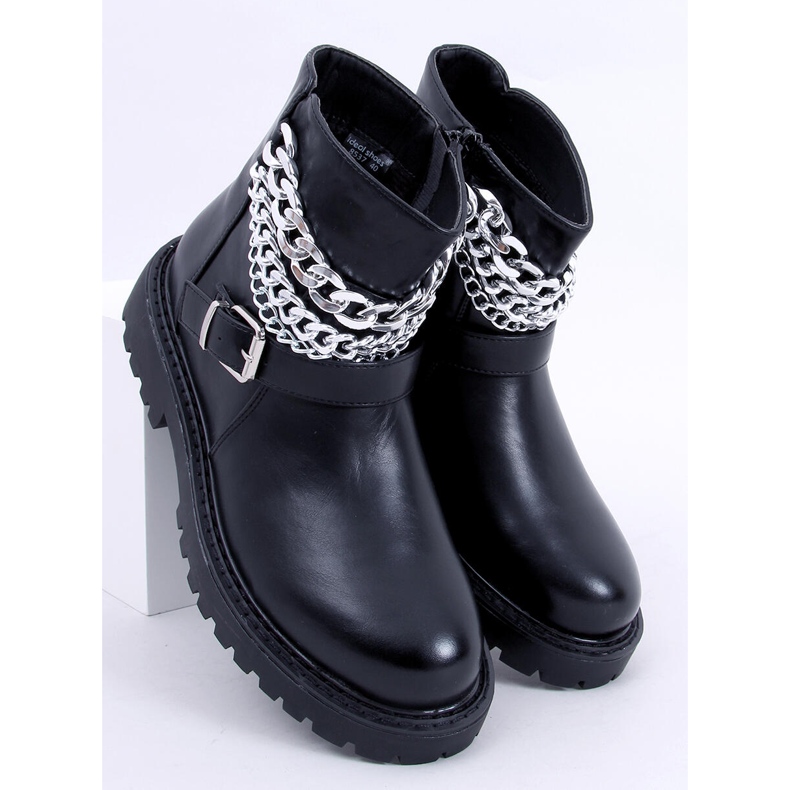 BM Marvin Black ankle boots with chain 1