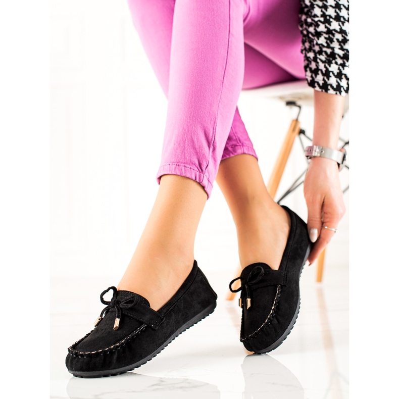 TRENDI Suede Loafers With A Bow black 1