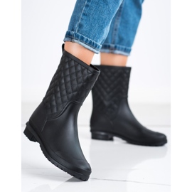 SHELOVET Fashionable quilted rain boots black 1