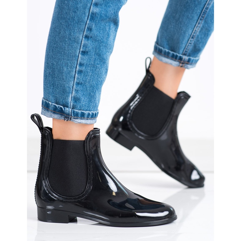 SHELOVET Shiny Short Wellies black 1