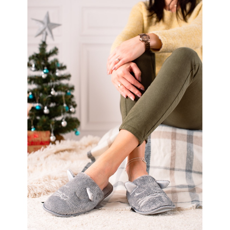 Evento Slippers with ears grey 1