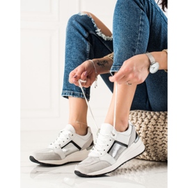 Evento Sports Leather Sneakers white silver 1 Evento Sports Leather Sneakers white silver 1