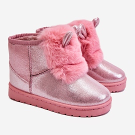 Children's Snow Boots Warmed With Fur With Ears Pink Betty 2