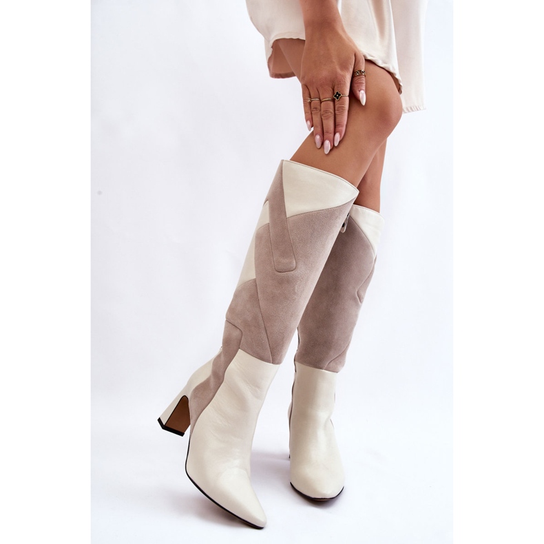 Women's Leather Knee Boots Maciejka 05784-22 Light Beige 1 Women's Leather Knee Boots Maciejka 05784-22 Light Beige 1