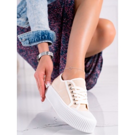 SHELOVET Sneakers On A Wide Platform beige 1