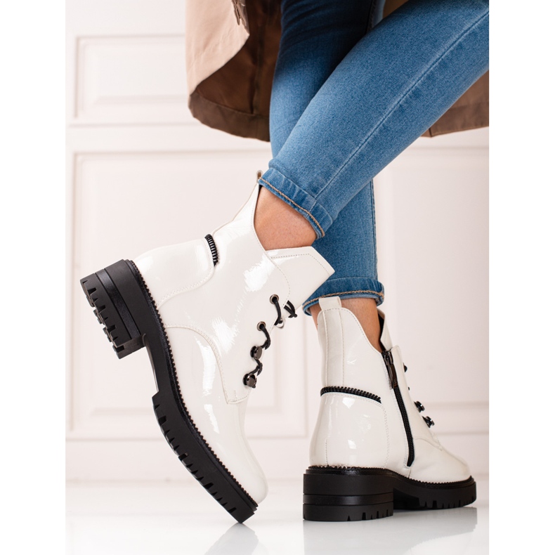 W. Potocki White lacquered women's Potocki boots 1