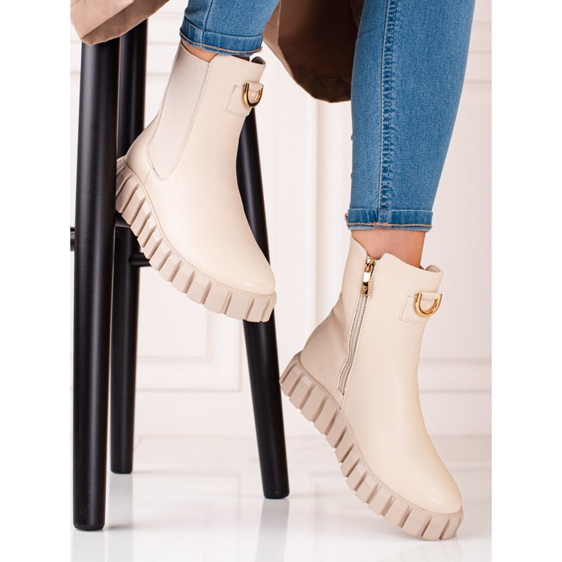 W. Potocki Women's platform boots Potocki beige 1