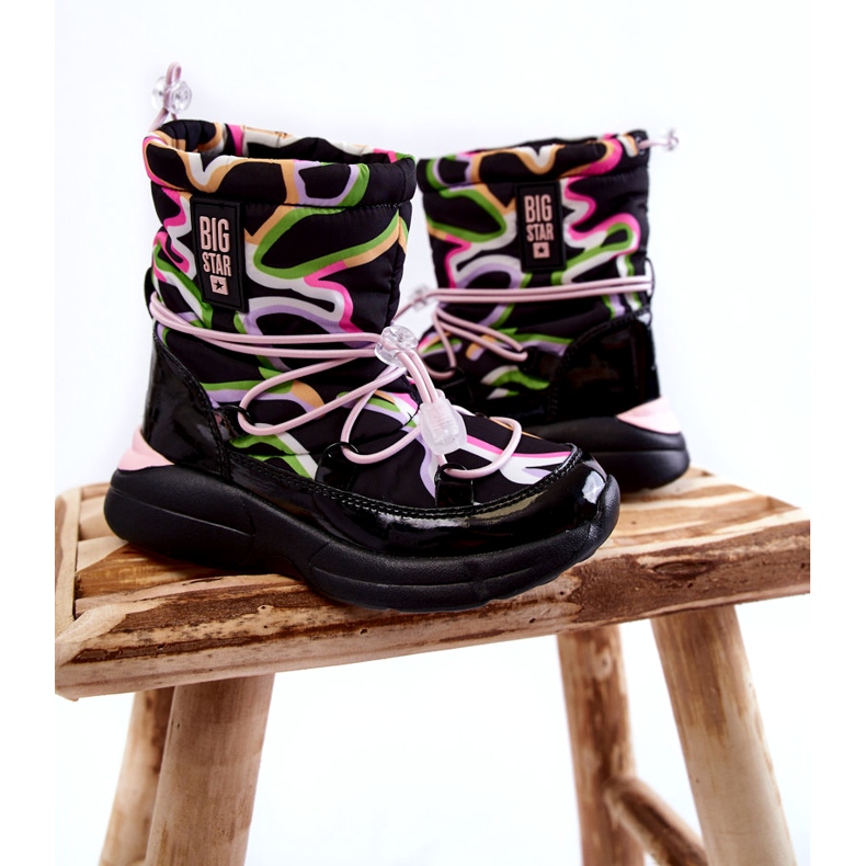 Children's Snow Boots W Print Big Star KK374099 Black-Pink 2