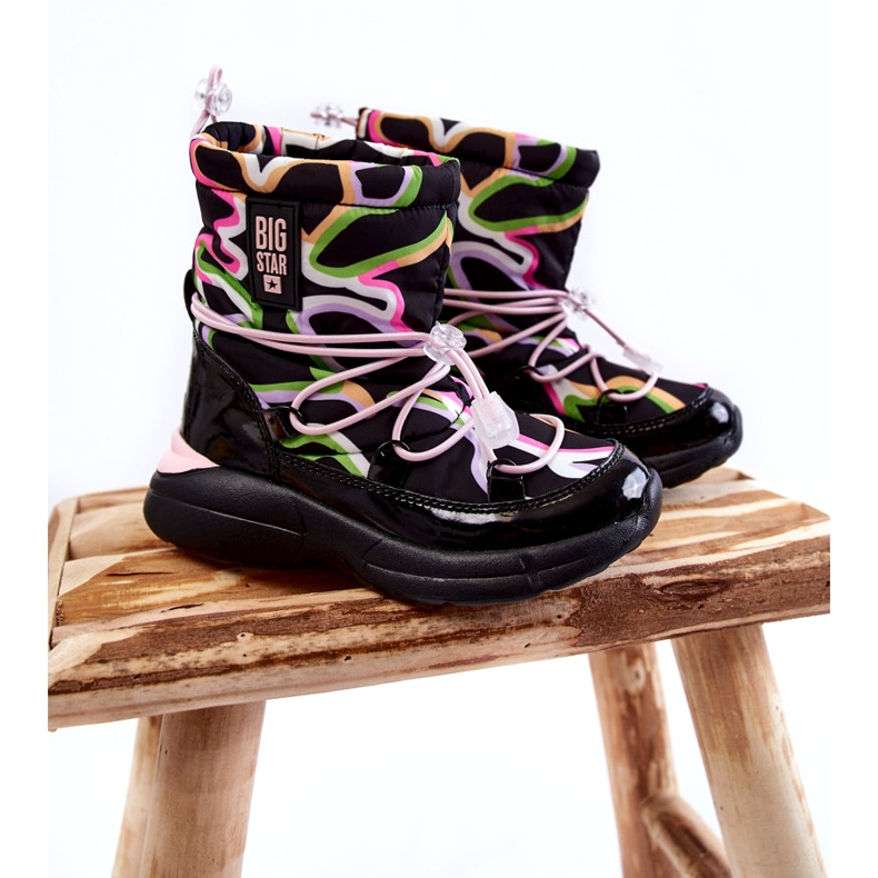 Children's Snow Boots W Print Big Star KK374099 Black-Pink 1