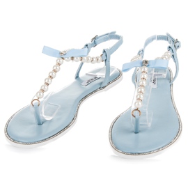 Vices Flat flip-flops with pearls blue 2