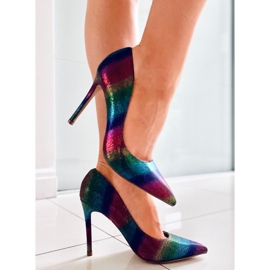 PA1 Halsey Colorful women's iridescent pumps violet blue pink multicolored green 1