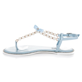 Vices Flat flip-flops with pearls blue 1