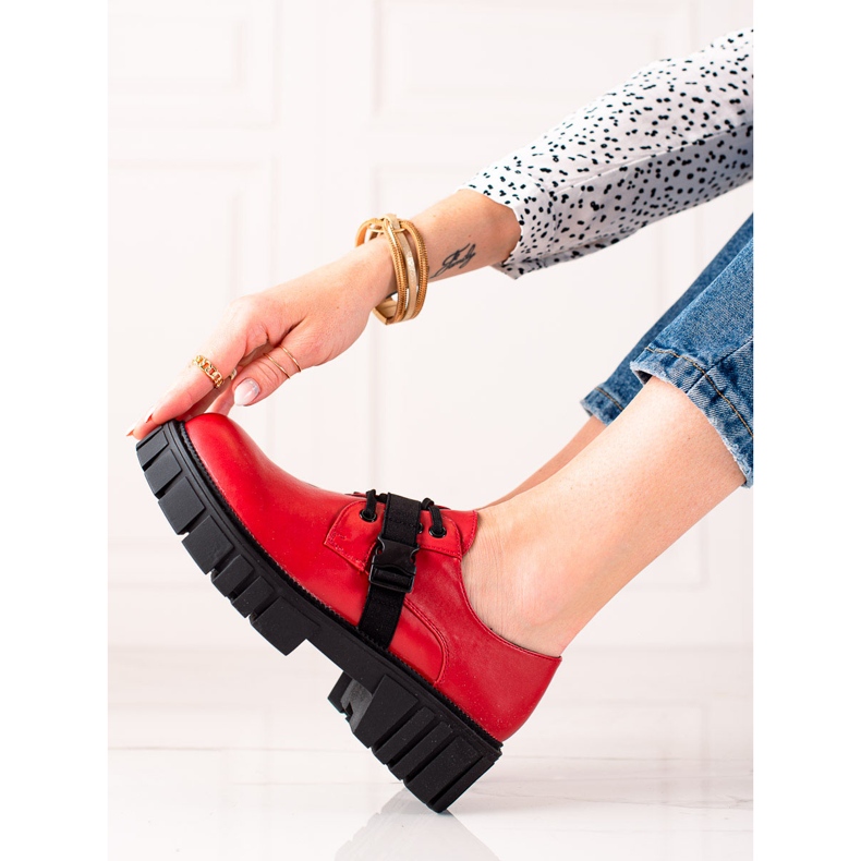 La.Fi Platform shoes with a buckle black red 1