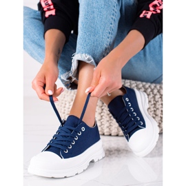 SHELOVET Women's navy blue sneakers 1