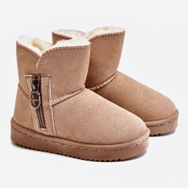 Children's Slip-On Warm Snow Boots Beige Catellie brown 1