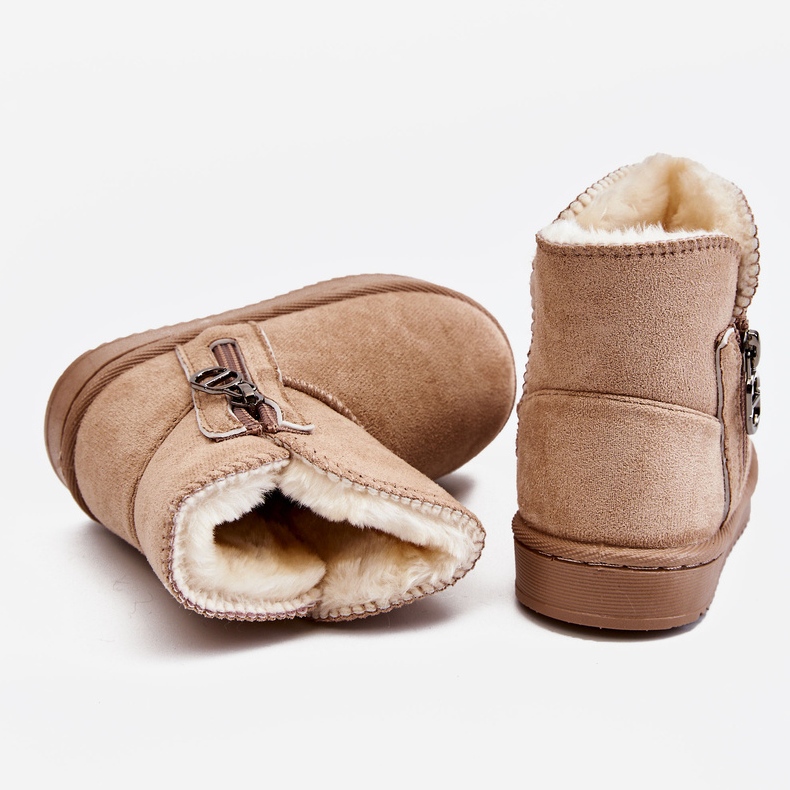 Children's Slip-On Warm Snow Boots Beige Catellie brown 2