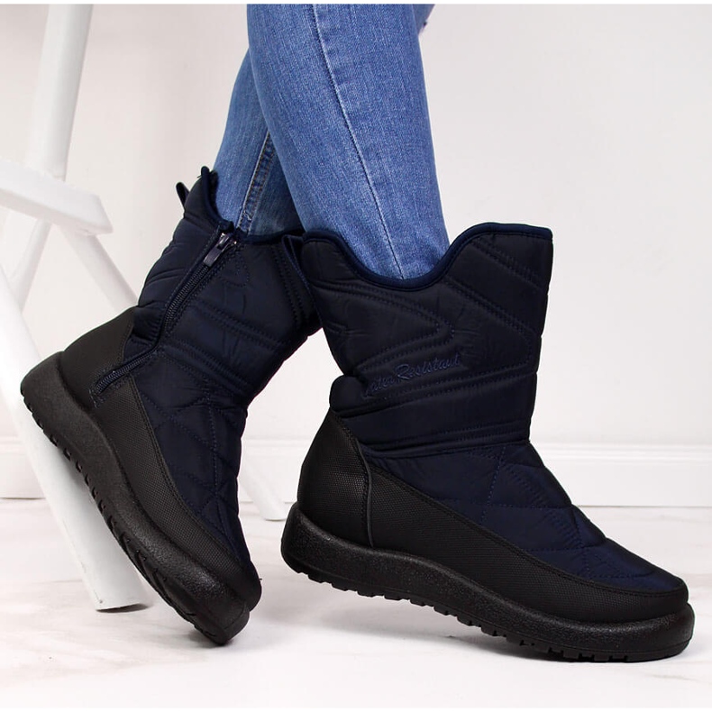 Women's waterproof snow boots, navy blue NEWS 1