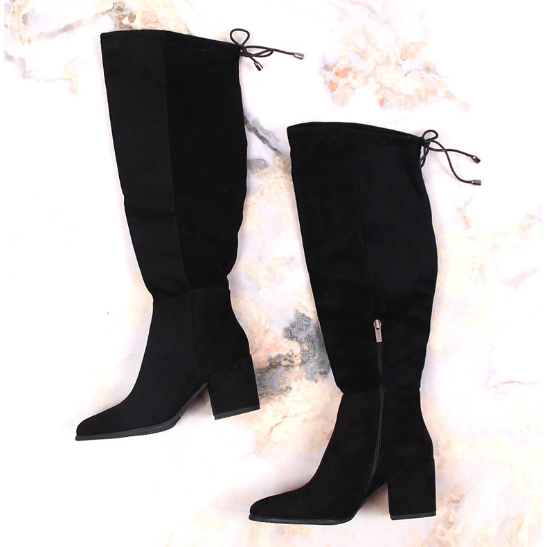 Women's suede boots on a post insulated black Vinceza 1